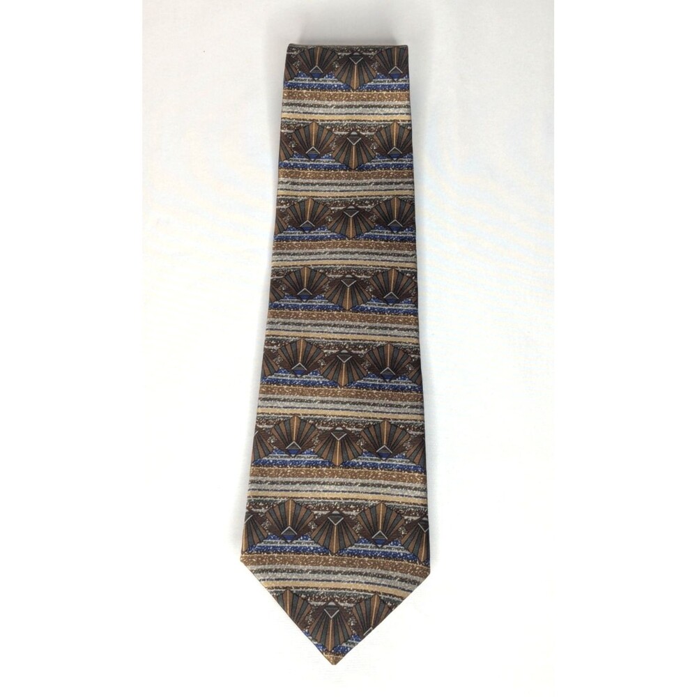 Picone Silk Tie Geometric Print Classic Vintage Style Neckwear - Neutral Colors